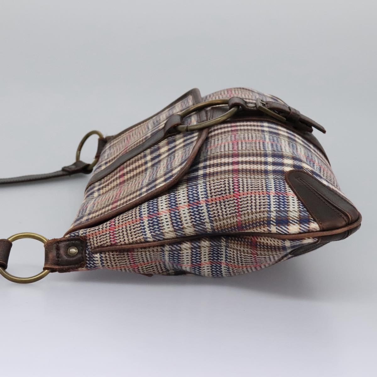 BURBERRY Nova Check Blue Label Shoulder Bag Canvas Beige Auth BD899