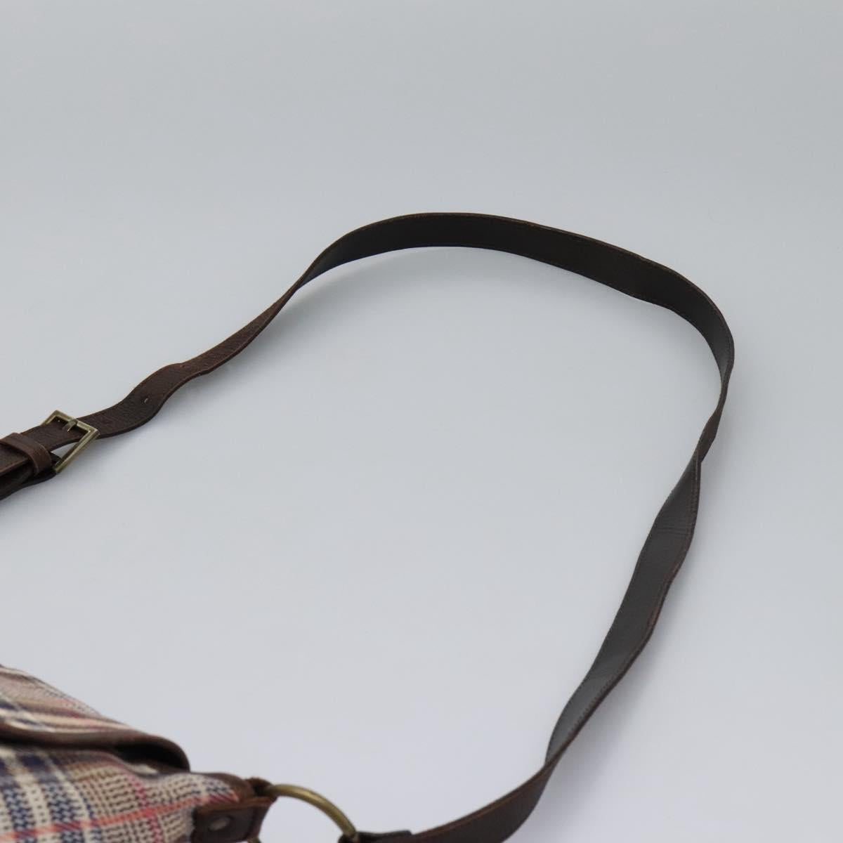 BURBERRY Nova Check Blue Label Shoulder Bag Canvas Beige Auth BD899