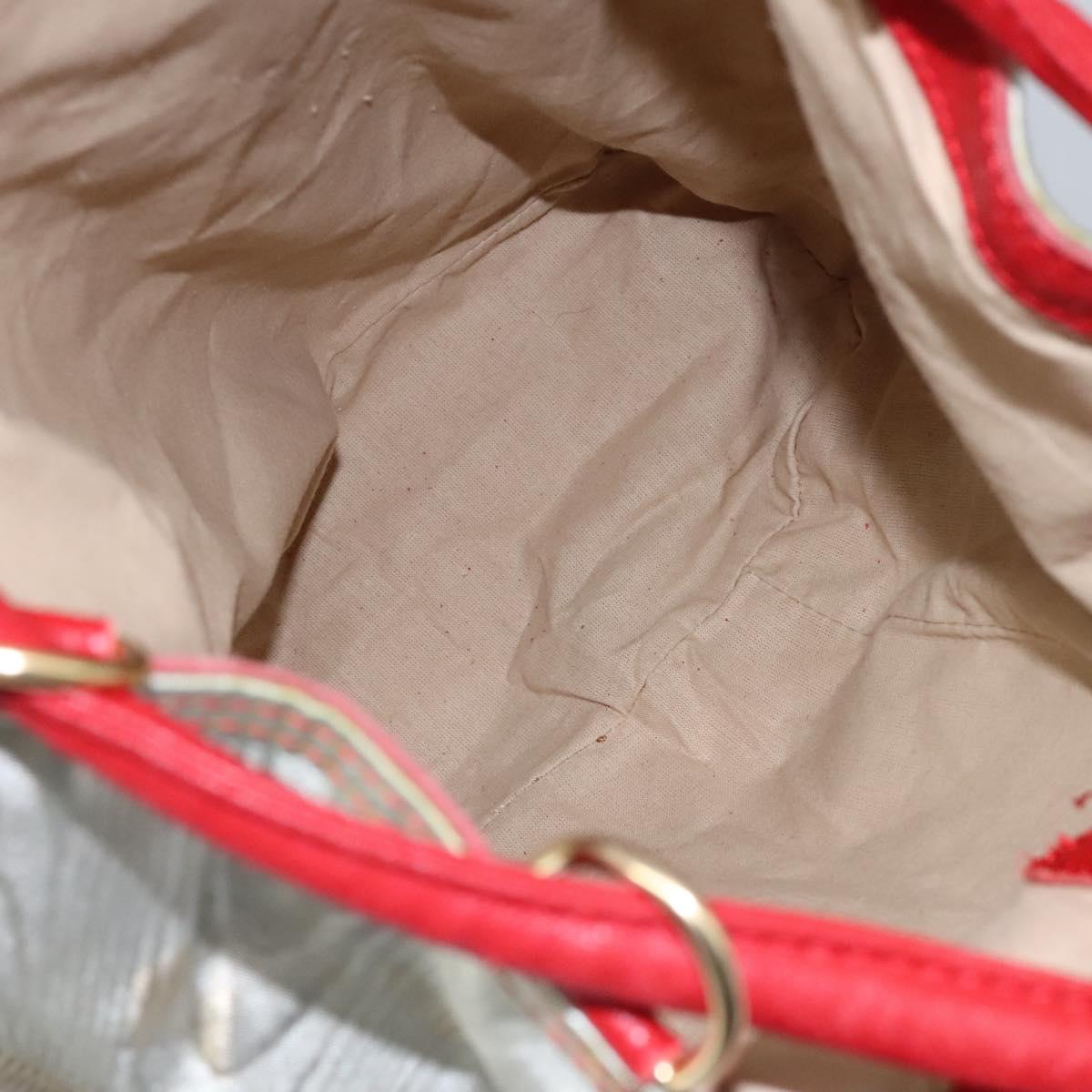 LOEWE Anagram Backpack PVC Leather Silver Auth BD905