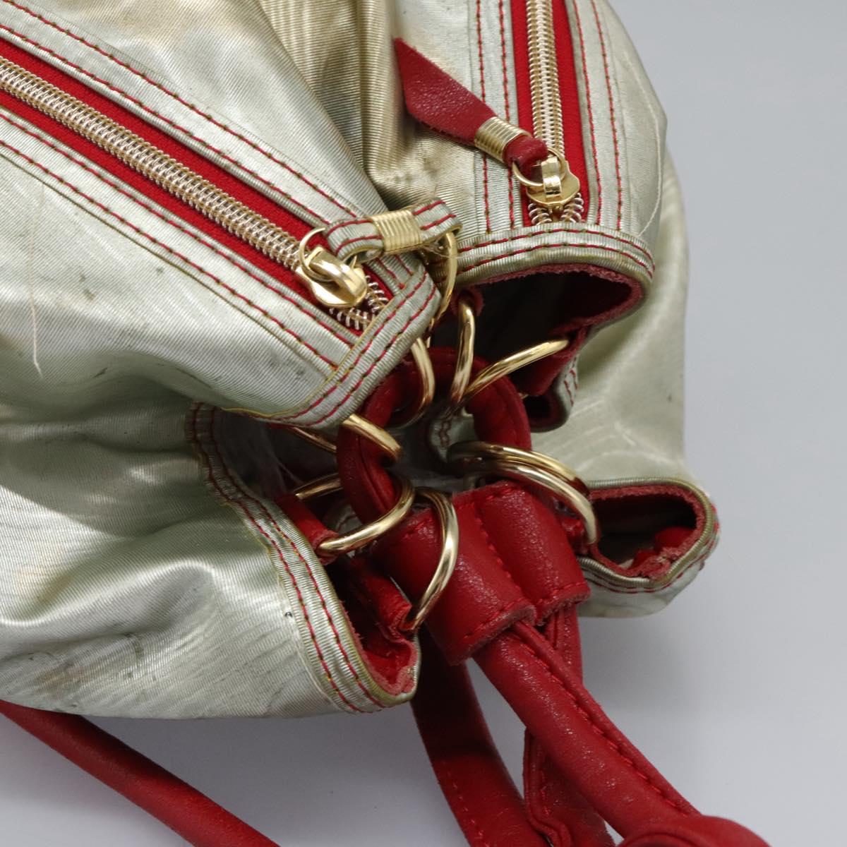 LOEWE Anagram Backpack PVC Leather Silver Auth BD905