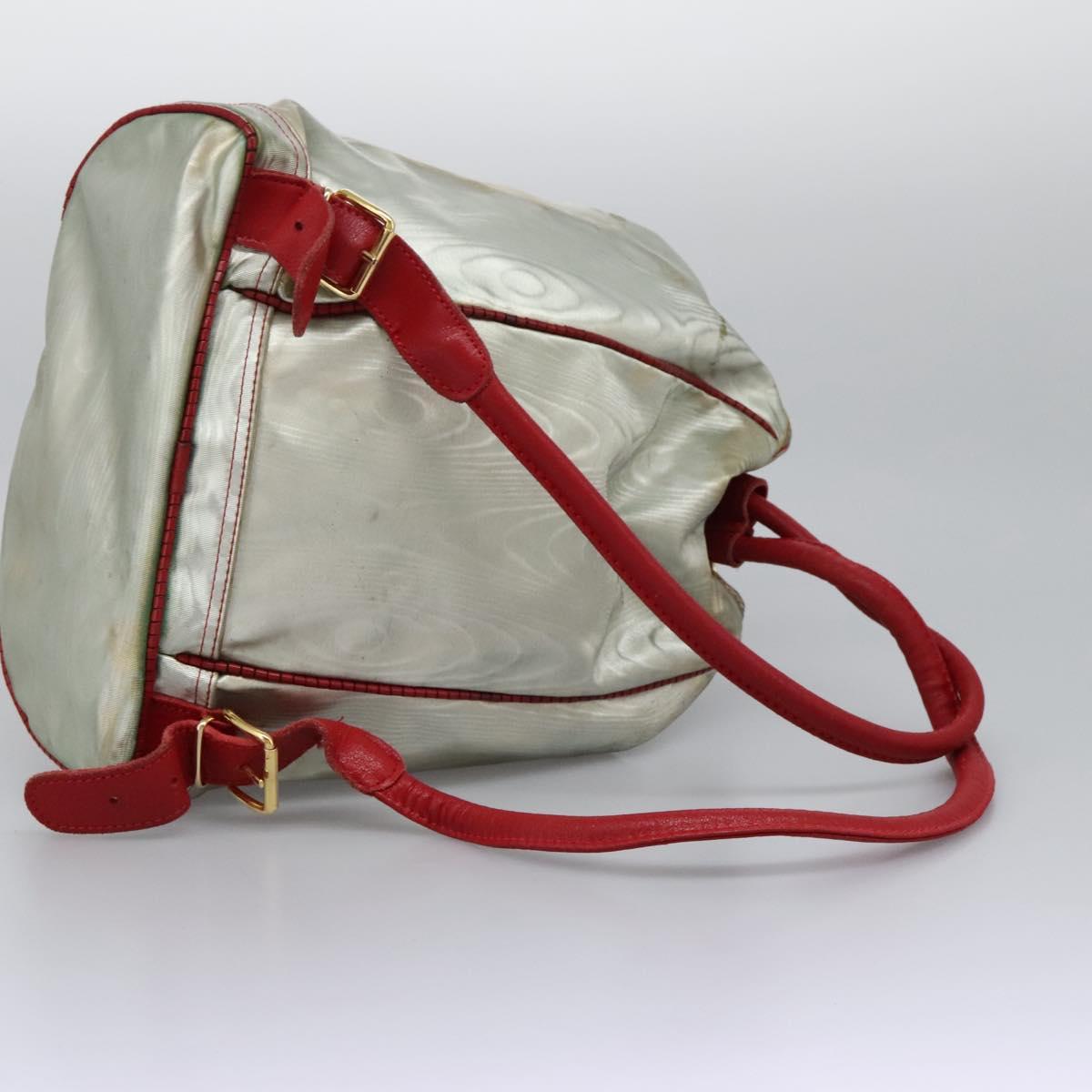 LOEWE Anagram Backpack PVC Leather Silver Auth BD905