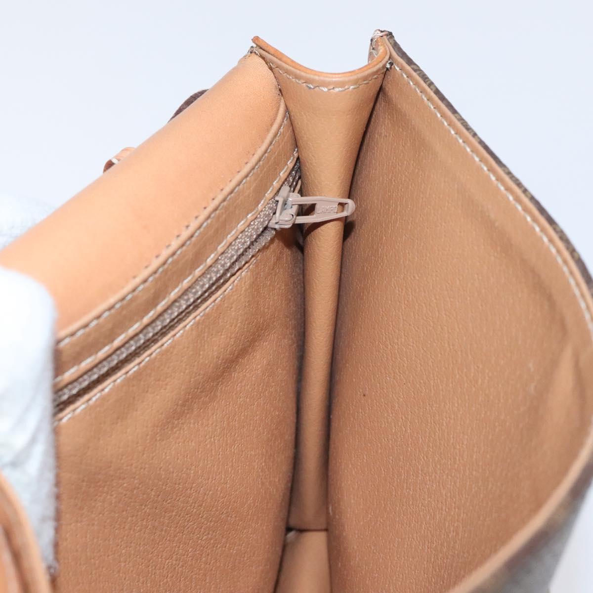 CELINE Macadam Canvas Shoulder Bag PVC Leather Brown Gold Auth BD908