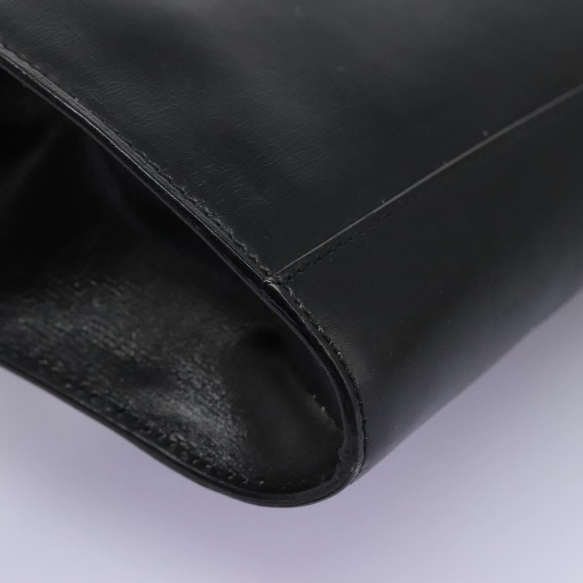 CELINE Circle Shoulder Bag Leather Black Gold Auth BD909