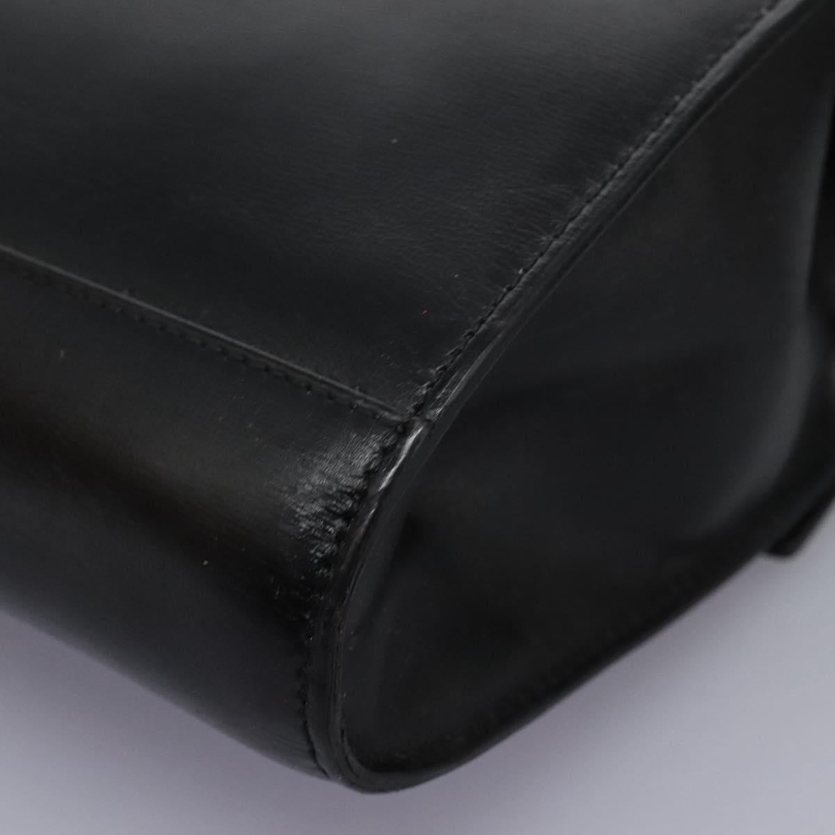 CELINE Circle Shoulder Bag Leather Black Gold Auth BD909