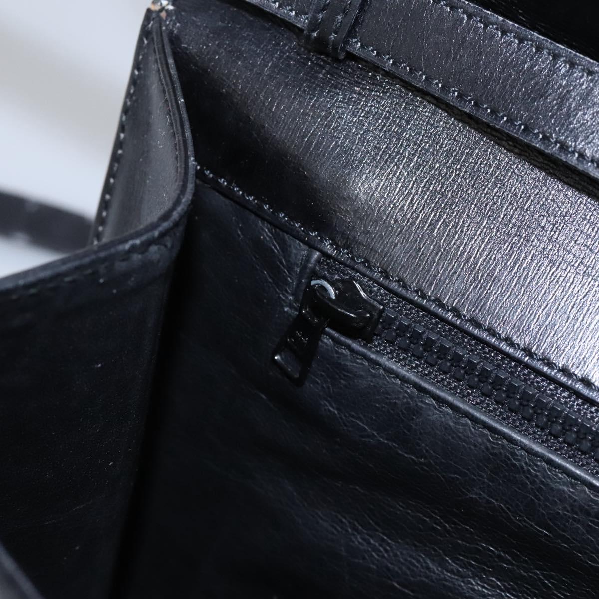 CELINE Circle Shoulder Bag Leather Black Gold Auth BD909