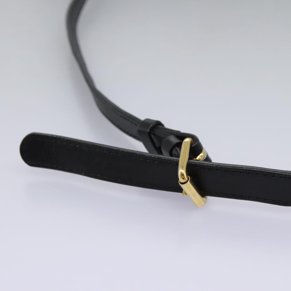 CELINE Circle Shoulder Bag Leather Black Gold Auth BD909