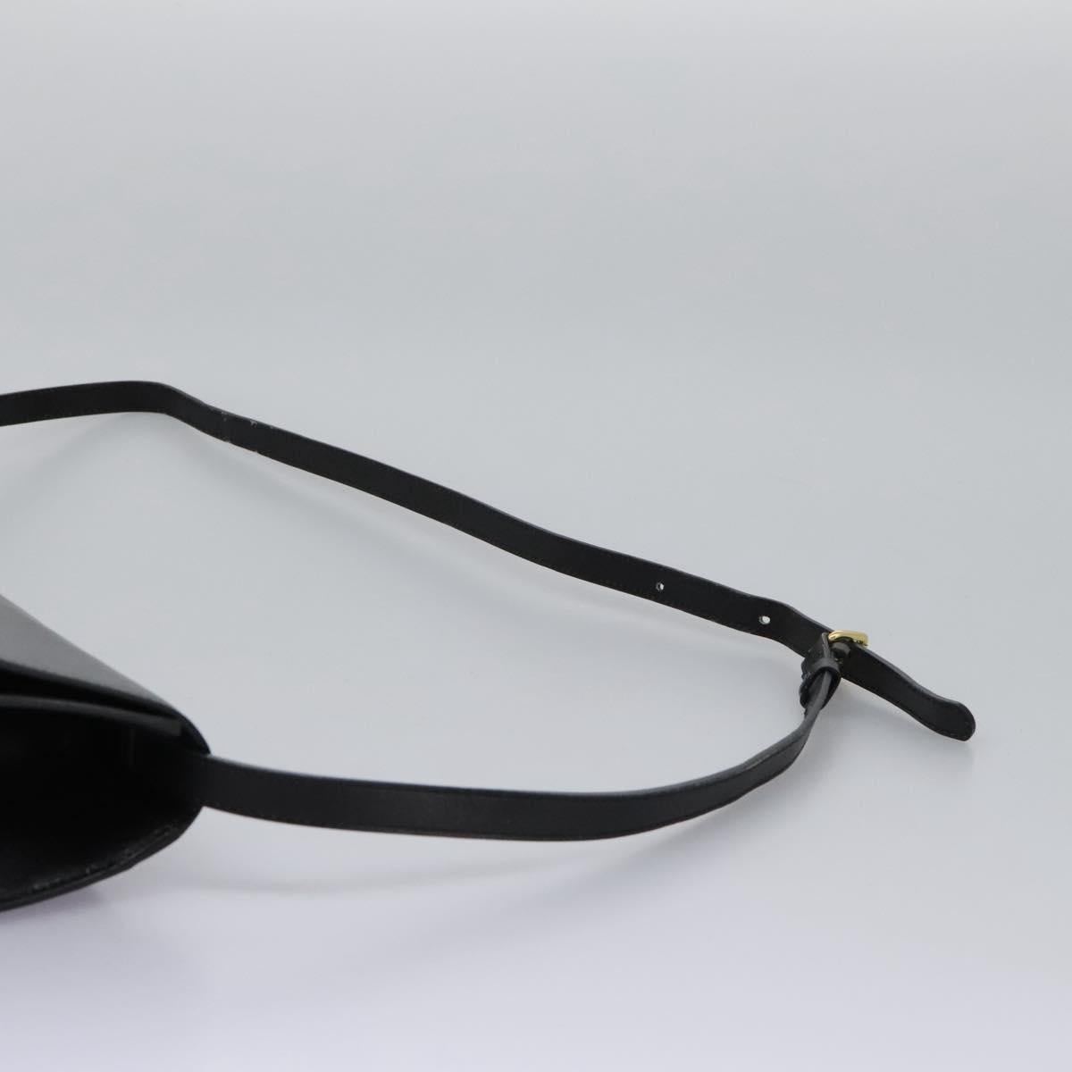 CELINE Circle Shoulder Bag Leather Black Gold Auth BD909