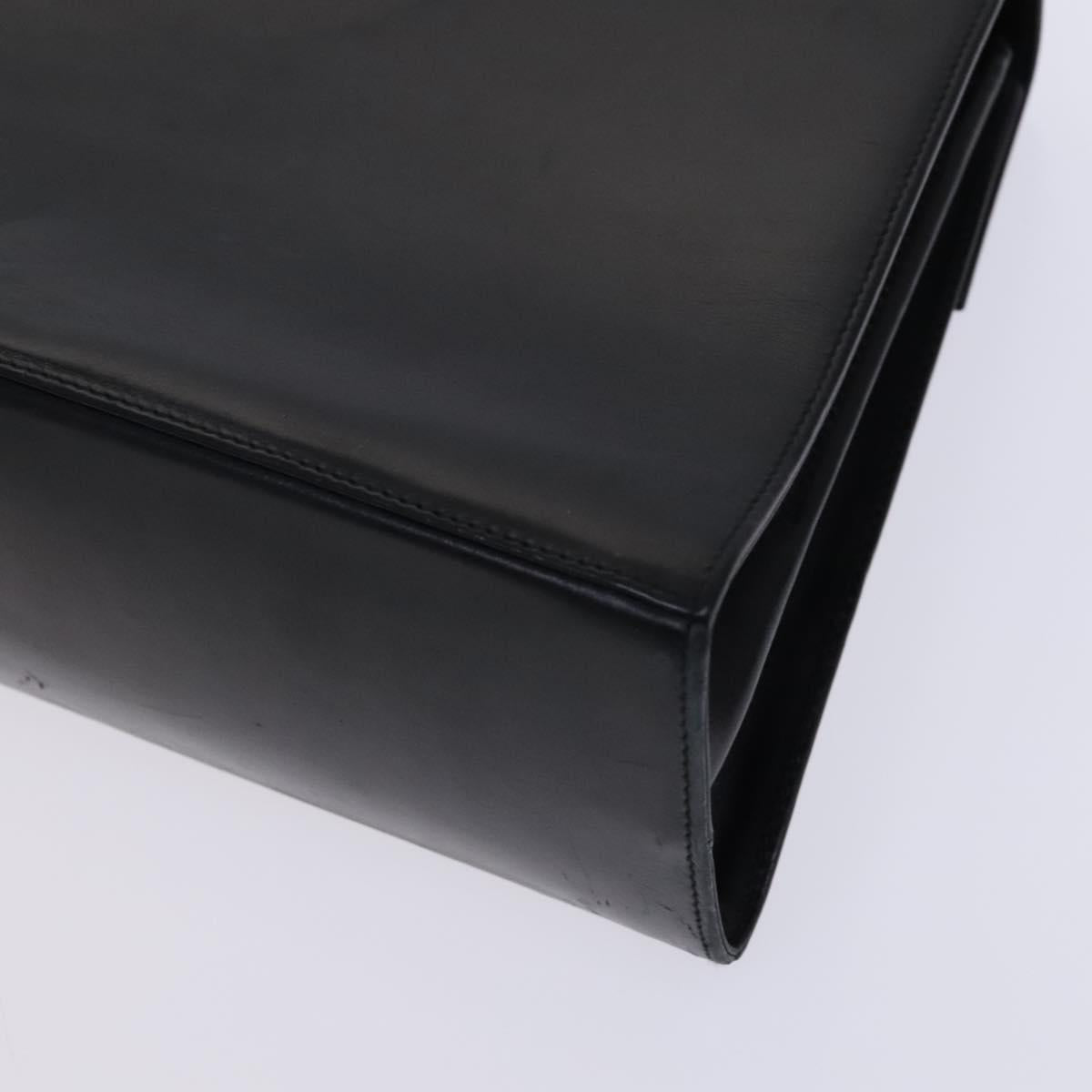 Salvatore Ferragamo Gancini Hand Bag Leather 2way Black Gold Auth BD910