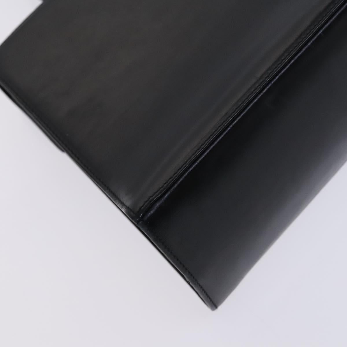 Salvatore Ferragamo Gancini Hand Bag Leather 2way Black Gold Auth BD910