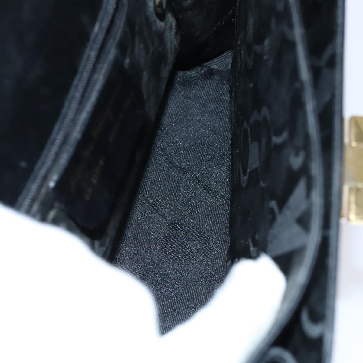 Salvatore Ferragamo Gancini Hand Bag Leather 2way Black Gold Auth BD910