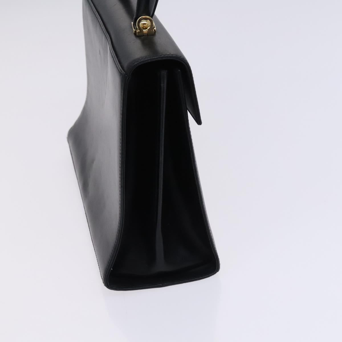 Salvatore Ferragamo Gancini Hand Bag Leather 2way Black Gold Auth BD910