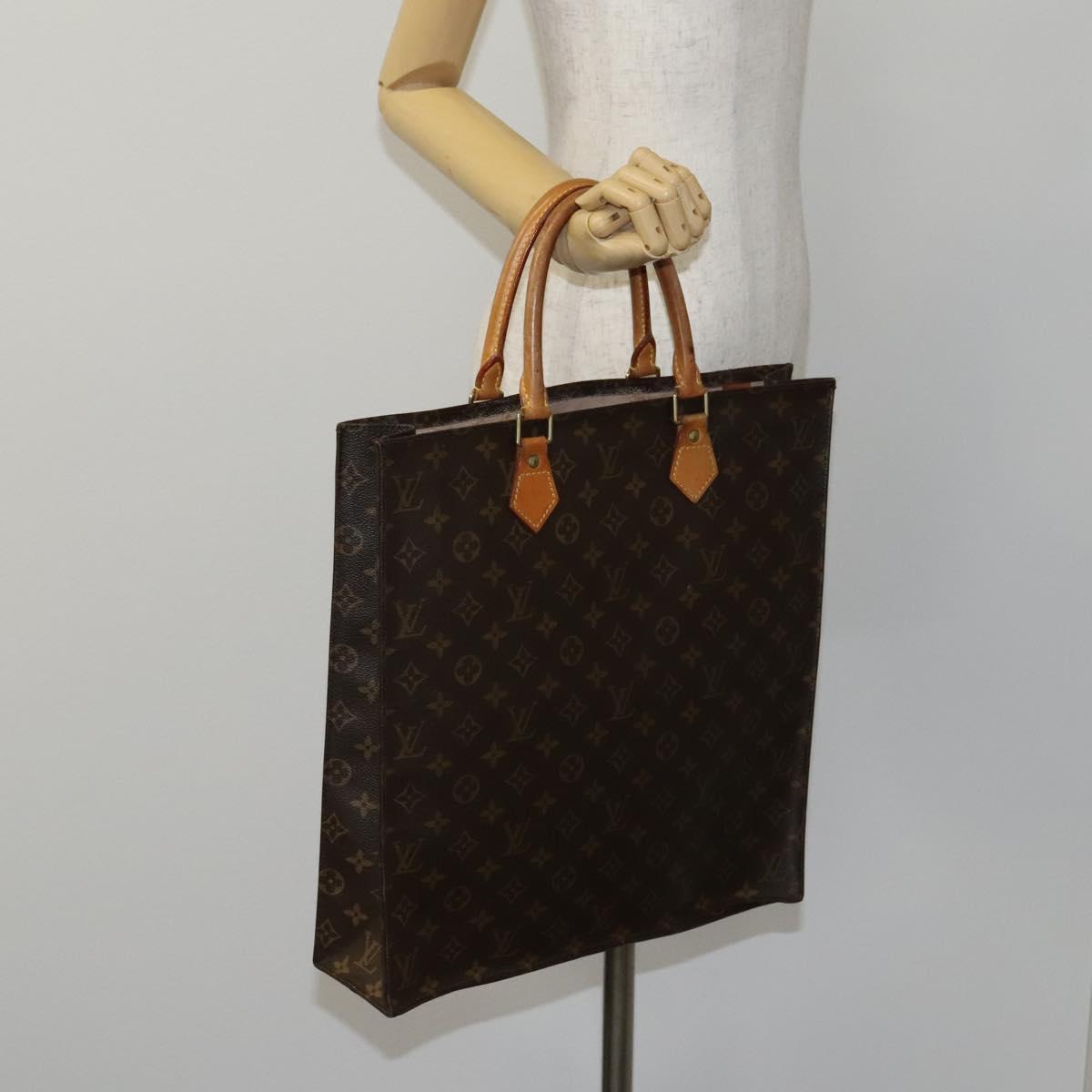 LOUIS VUITTON Monogram Sac Plat Hand Bag M51140 LV Auth BD912