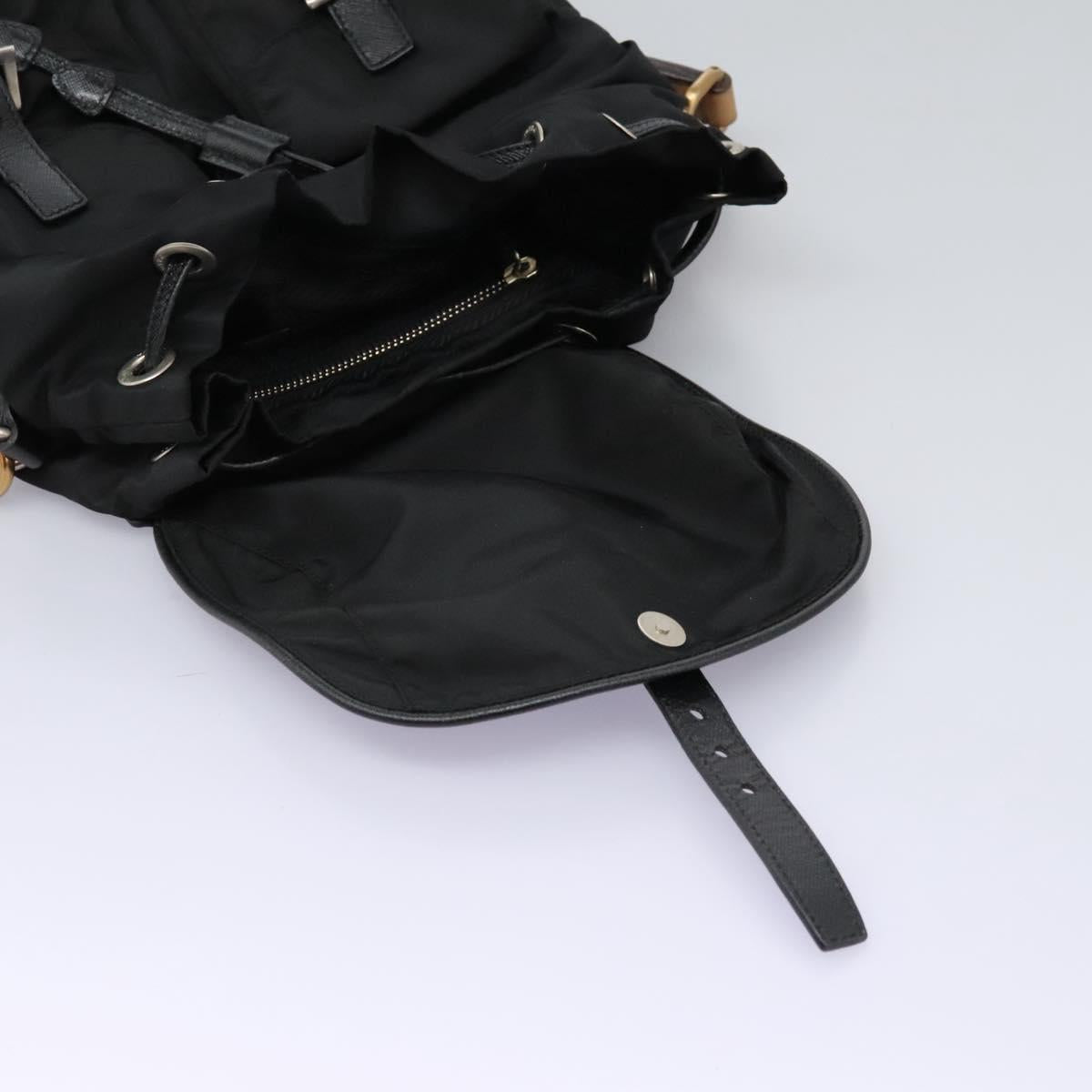 PRADA Shoulder Bag Nylon Black Gold Auth BD928V