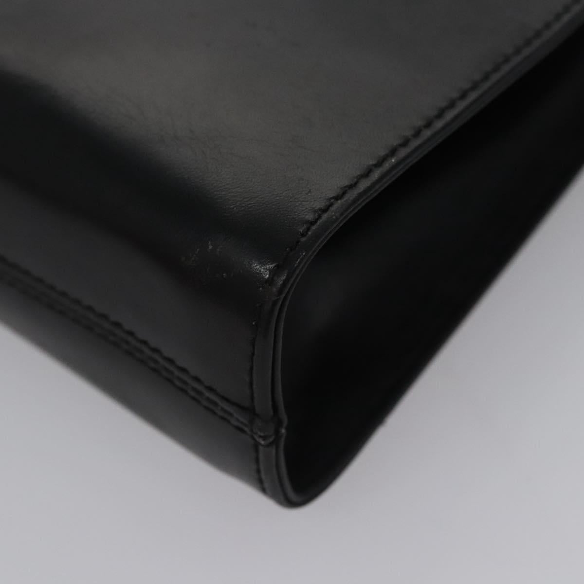 Salvatore Ferragamo Gancini Chain Shoulder Bag Leather Black Gold Auth BD929