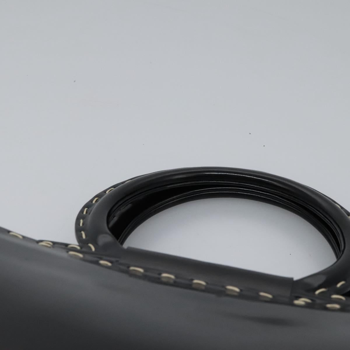Salvatore Ferragamo Gancini Hand Bag Patent leather 2way Black Auth BD930