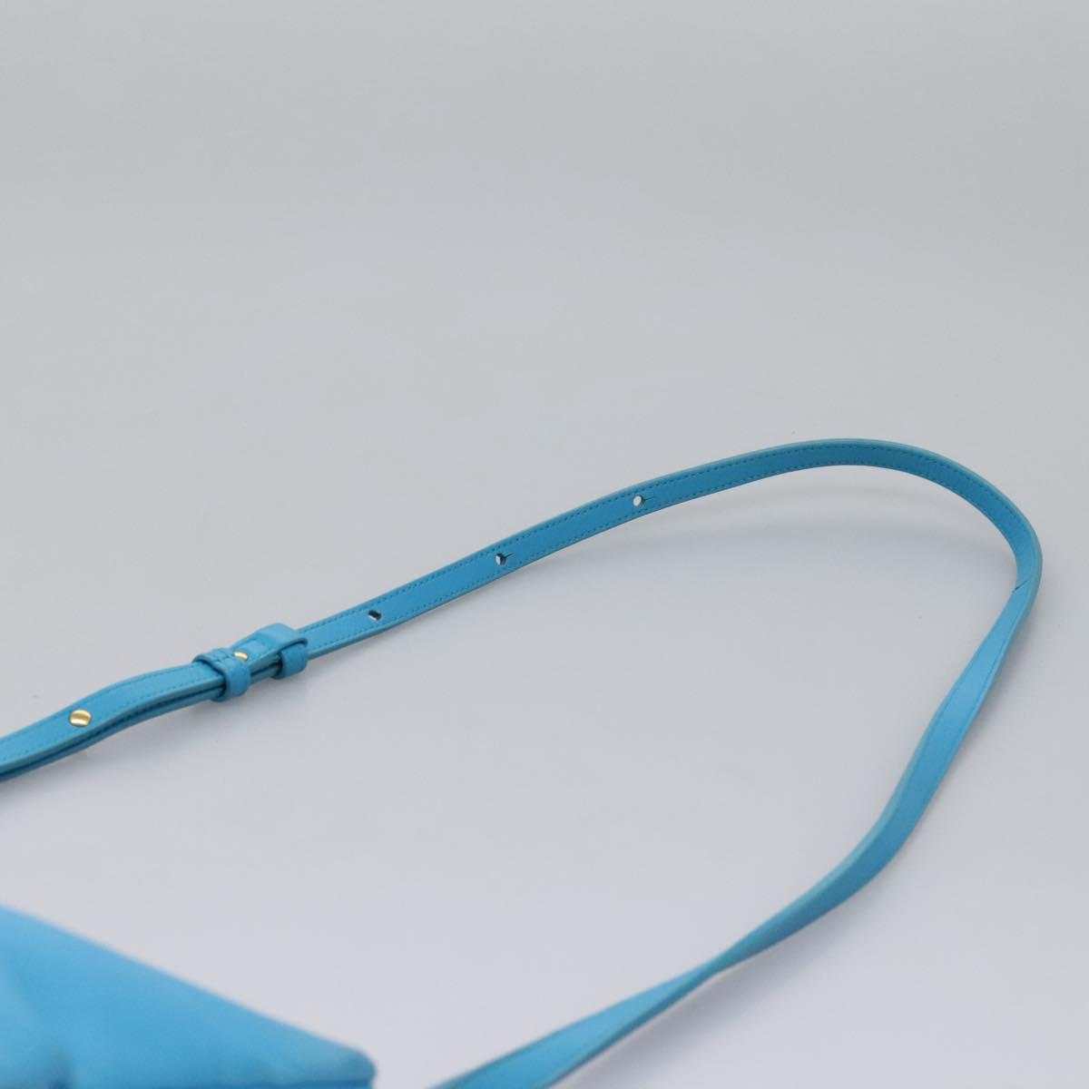 CELINE Trio Small Shoulder Bag Leather Blue Gold Auth BD931