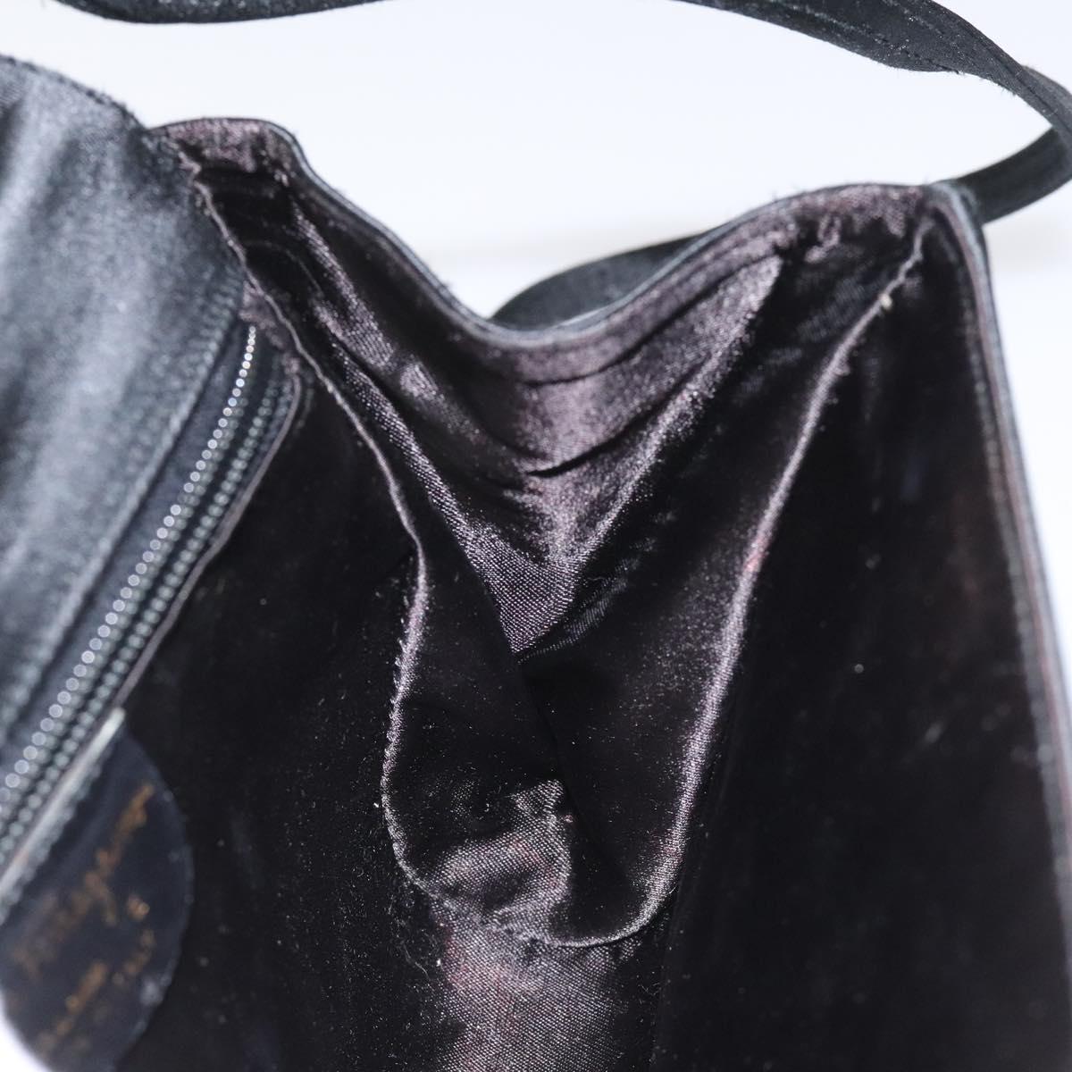 Salvatore Ferragamo Shoulder Bag Satin Black Auth BD949