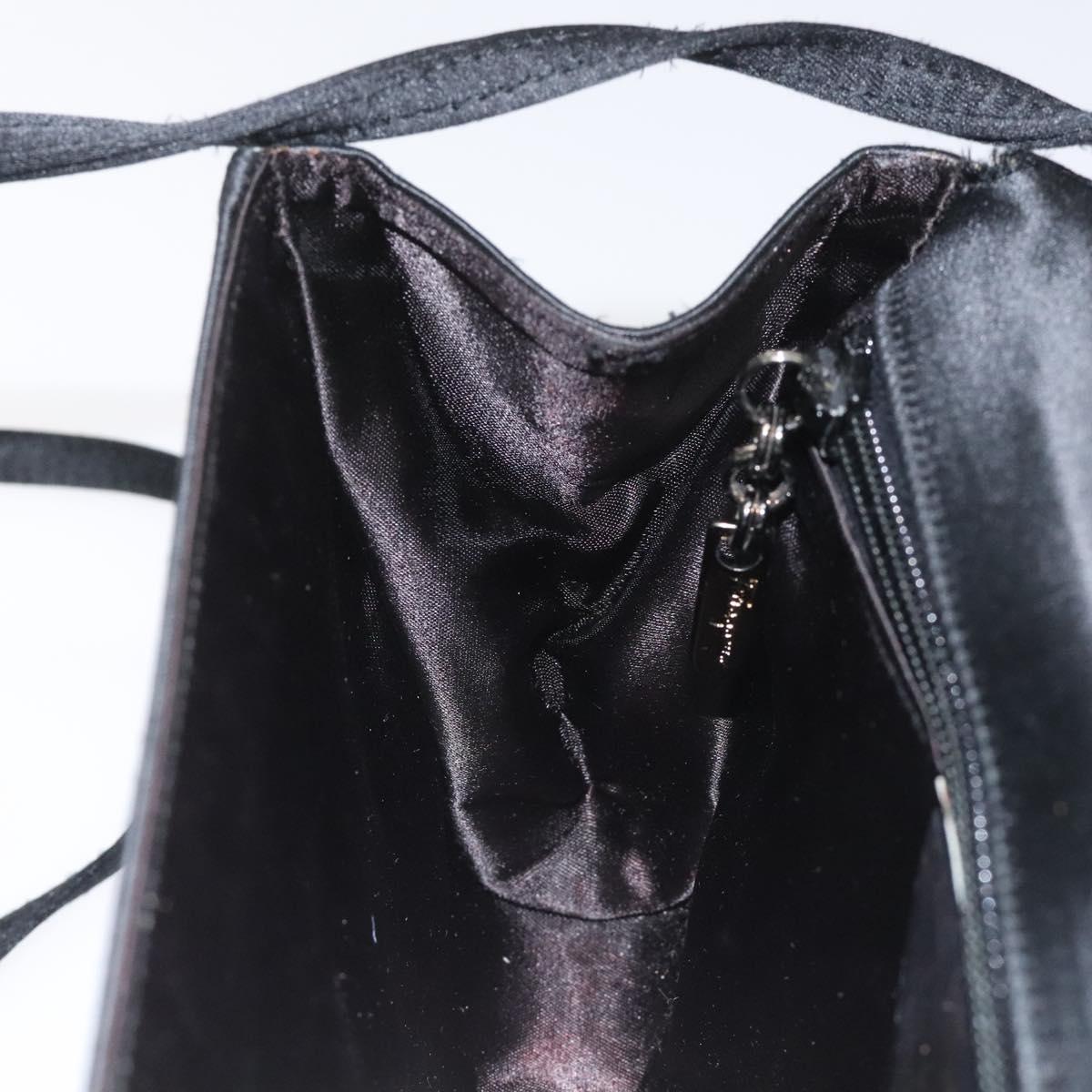 Salvatore Ferragamo Shoulder Bag Satin Black Auth BD949