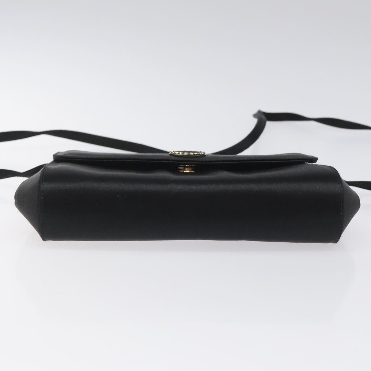 Salvatore Ferragamo Shoulder Bag Satin Black Auth BD949