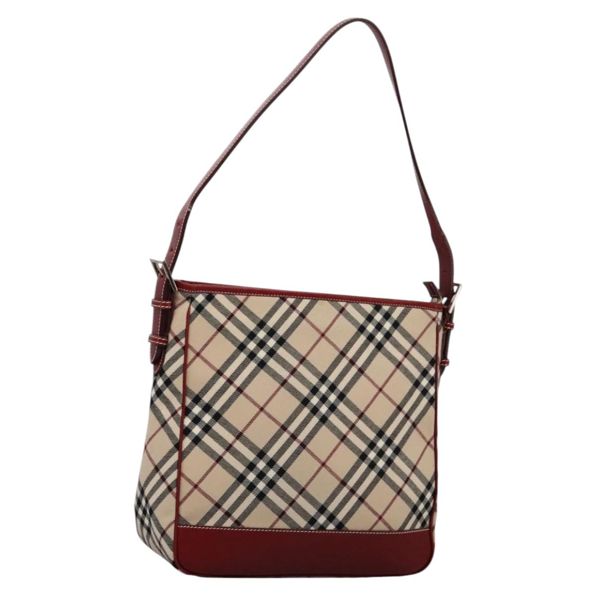 BURBERRY Nova Check Blue Label Shoulder Bag Canvas Beige Auth BD954
