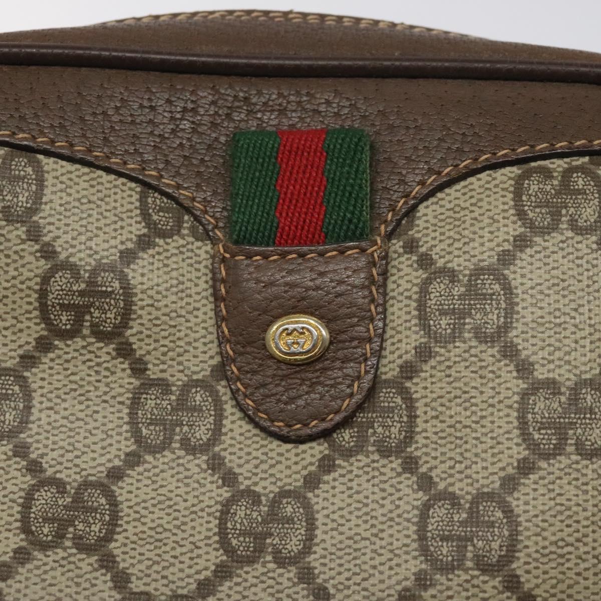 GUCCI GG Supreme Web Sherry Line Shoulder Bag PVC Beige 156 02 066 Auth BD958