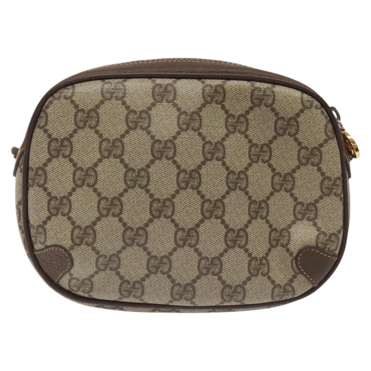 GUCCI GG Supreme Web Sherry Line Shoulder Bag PVC Beige 156 02 066 Auth BD958