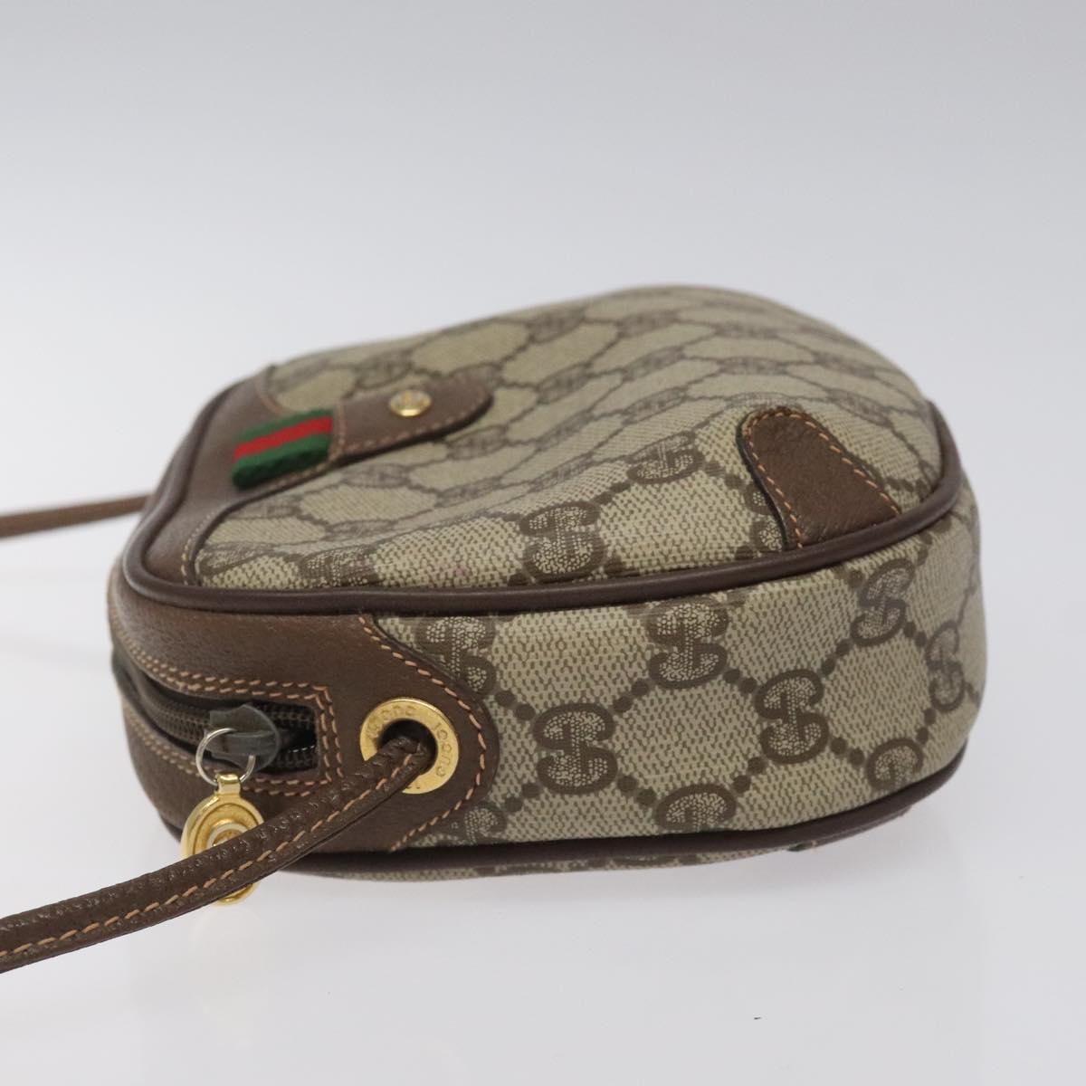 GUCCI GG Supreme Web Sherry Line Shoulder Bag PVC Beige 156 02 066 Auth BD958