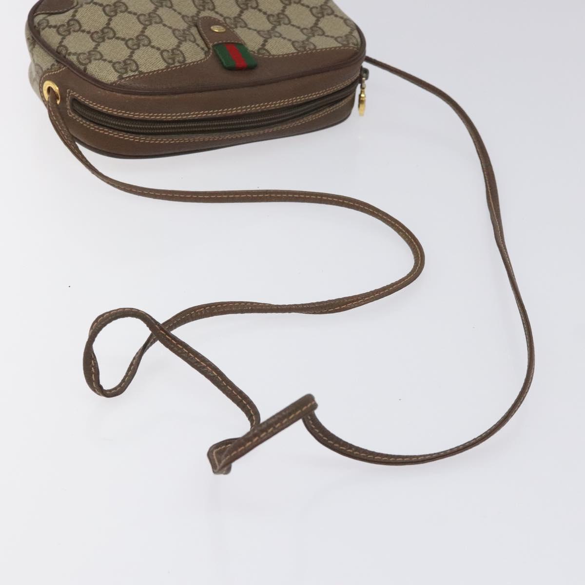 GUCCI GG Supreme Web Sherry Line Shoulder Bag PVC Beige 156 02 066 Auth BD958