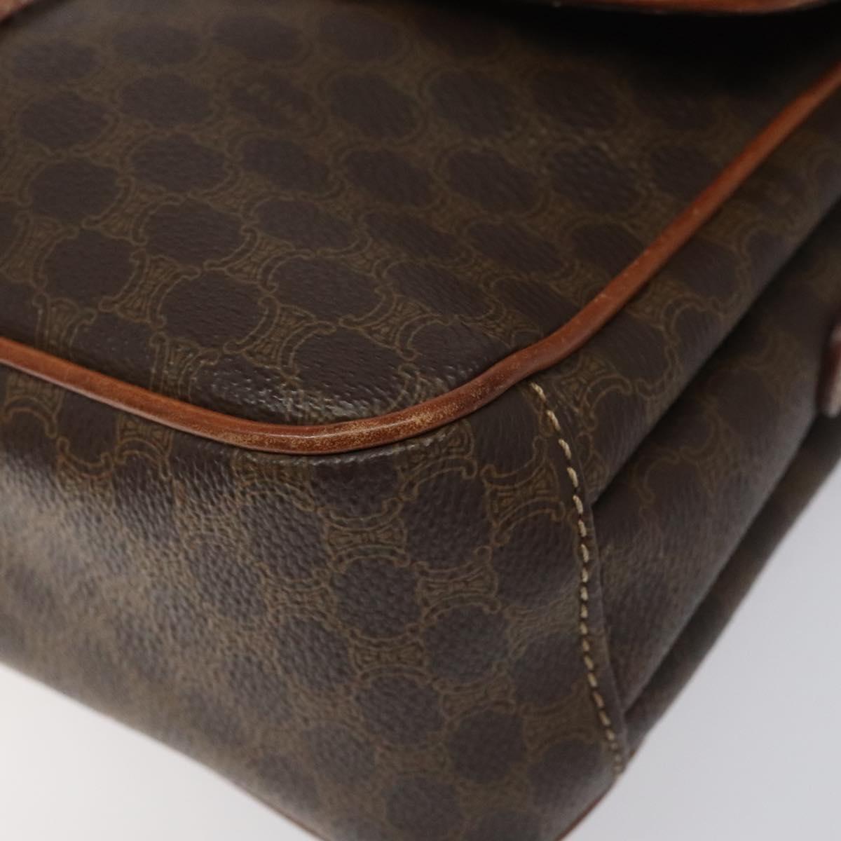 CELINE Macadam Canvas Shoulder Bag PVC Leather Brown Gold Auth BD960