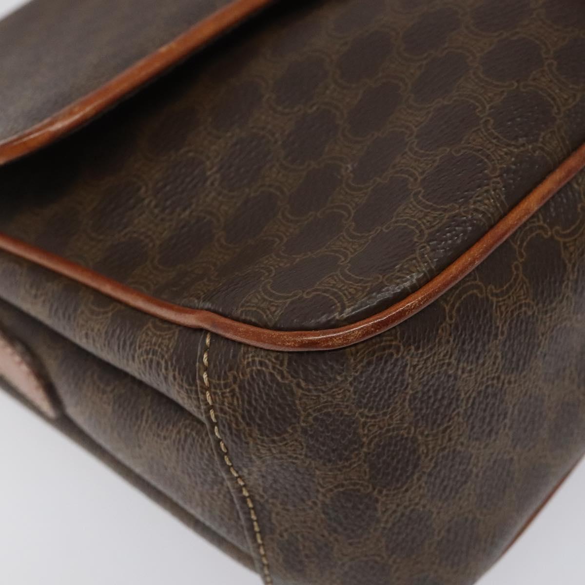 CELINE Macadam Canvas Shoulder Bag PVC Leather Brown Gold Auth BD960