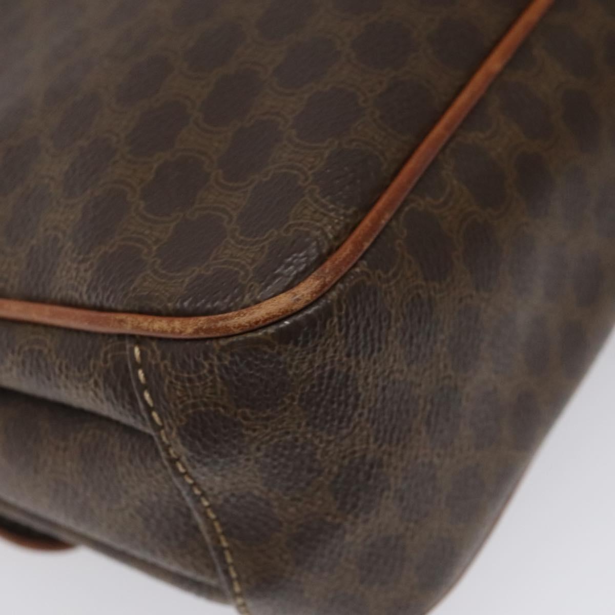 CELINE Macadam Canvas Shoulder Bag PVC Leather Brown Gold Auth BD960