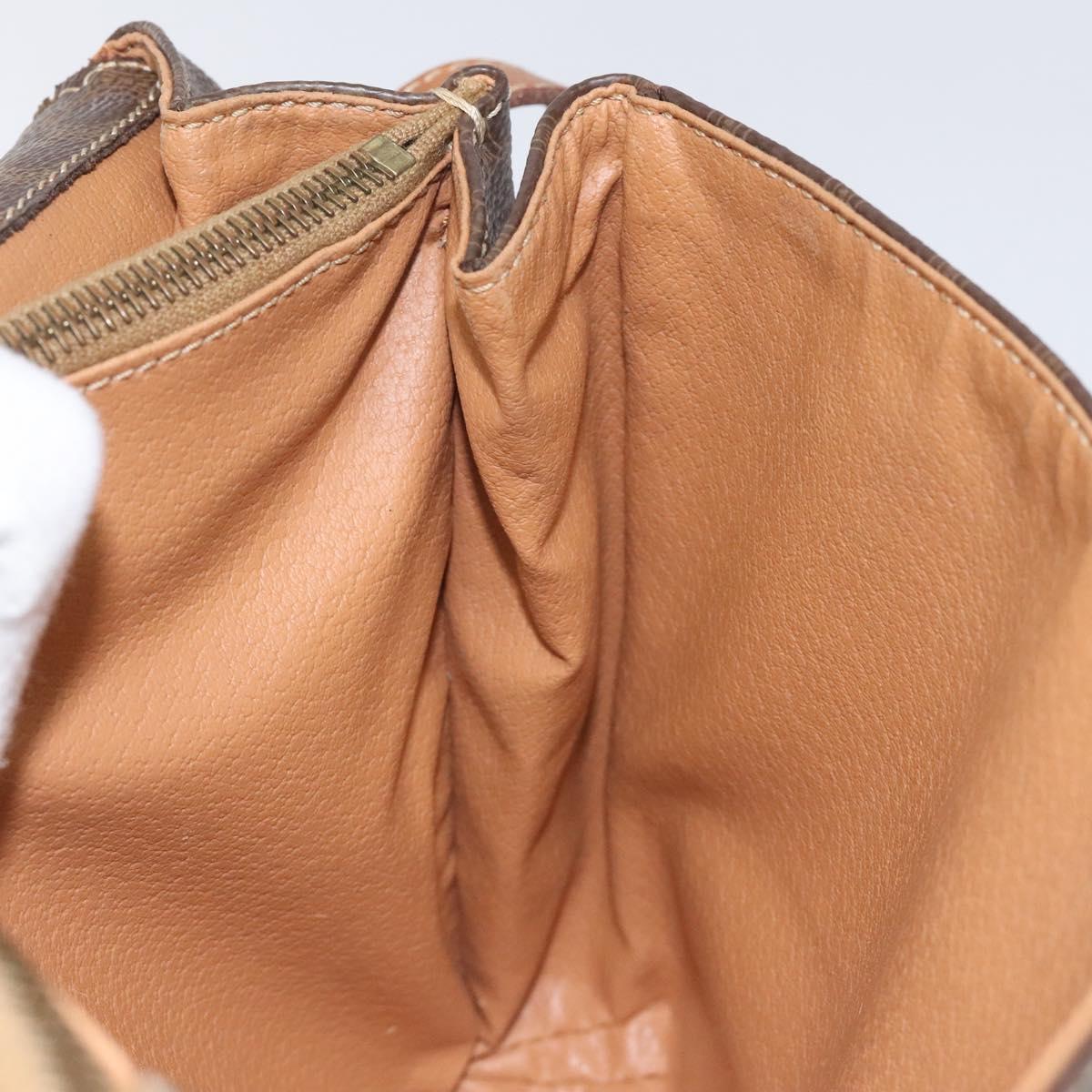 CELINE Macadam Canvas Shoulder Bag PVC Leather Brown Gold Auth BD960