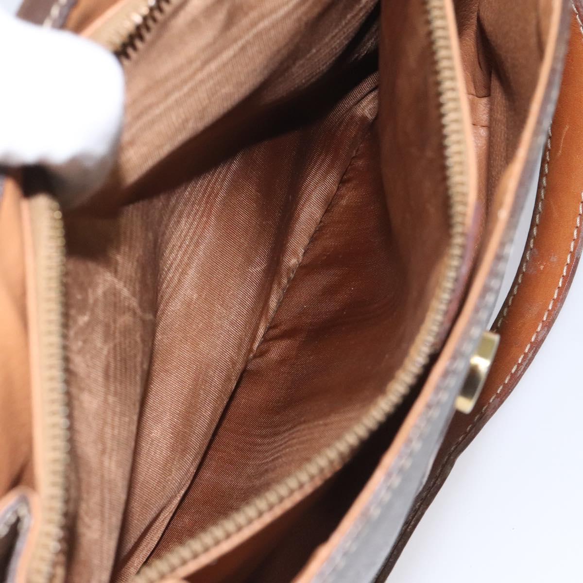 CELINE Macadam Canvas Shoulder Bag PVC Leather Brown Gold Auth BD960