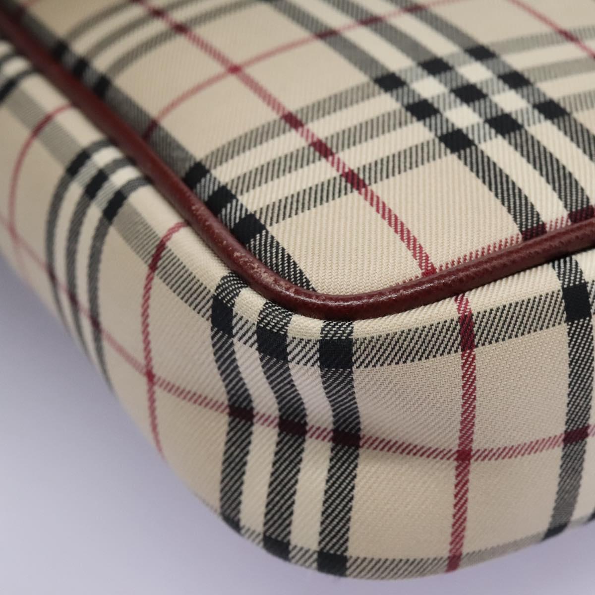 BURBERRY Nova Check Shoulder Bag Canvas Beige Gold Auth BD962