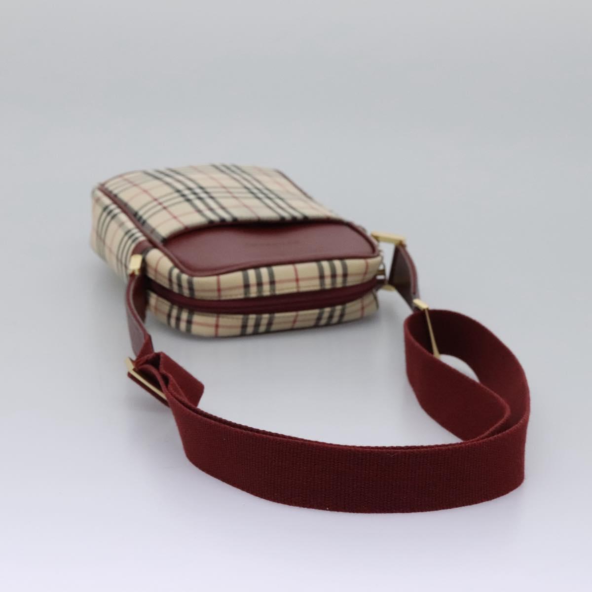 BURBERRY Nova Check Shoulder Bag Canvas Beige Gold Auth BD962