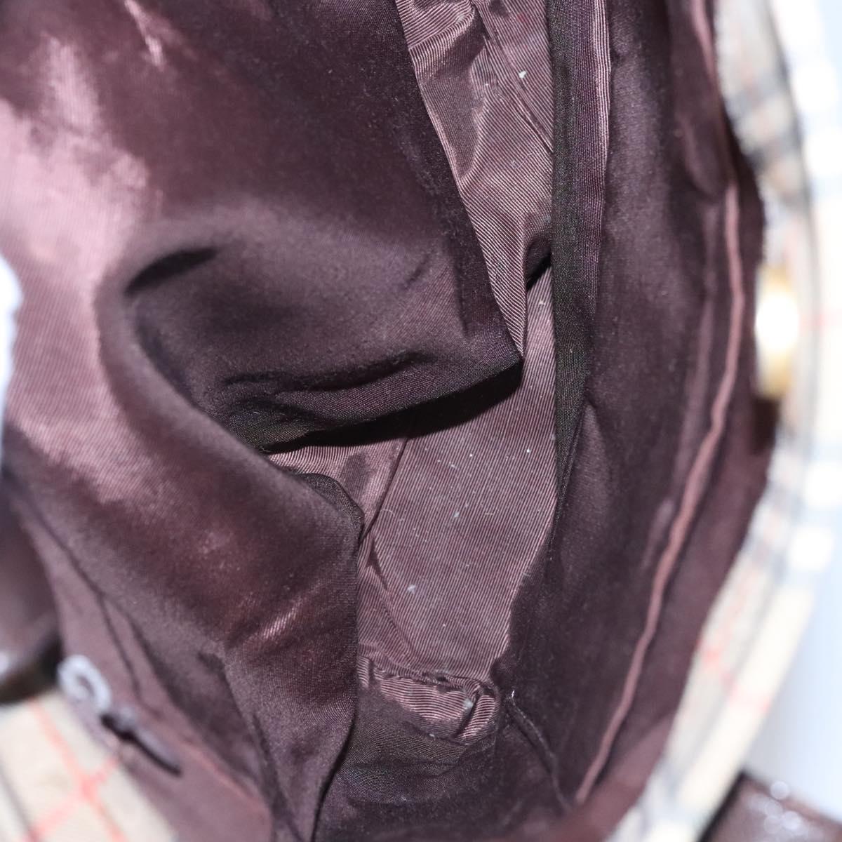 Burberrys Nova Check Tote Bag Canvas Leather Beige Gold Auth BD987