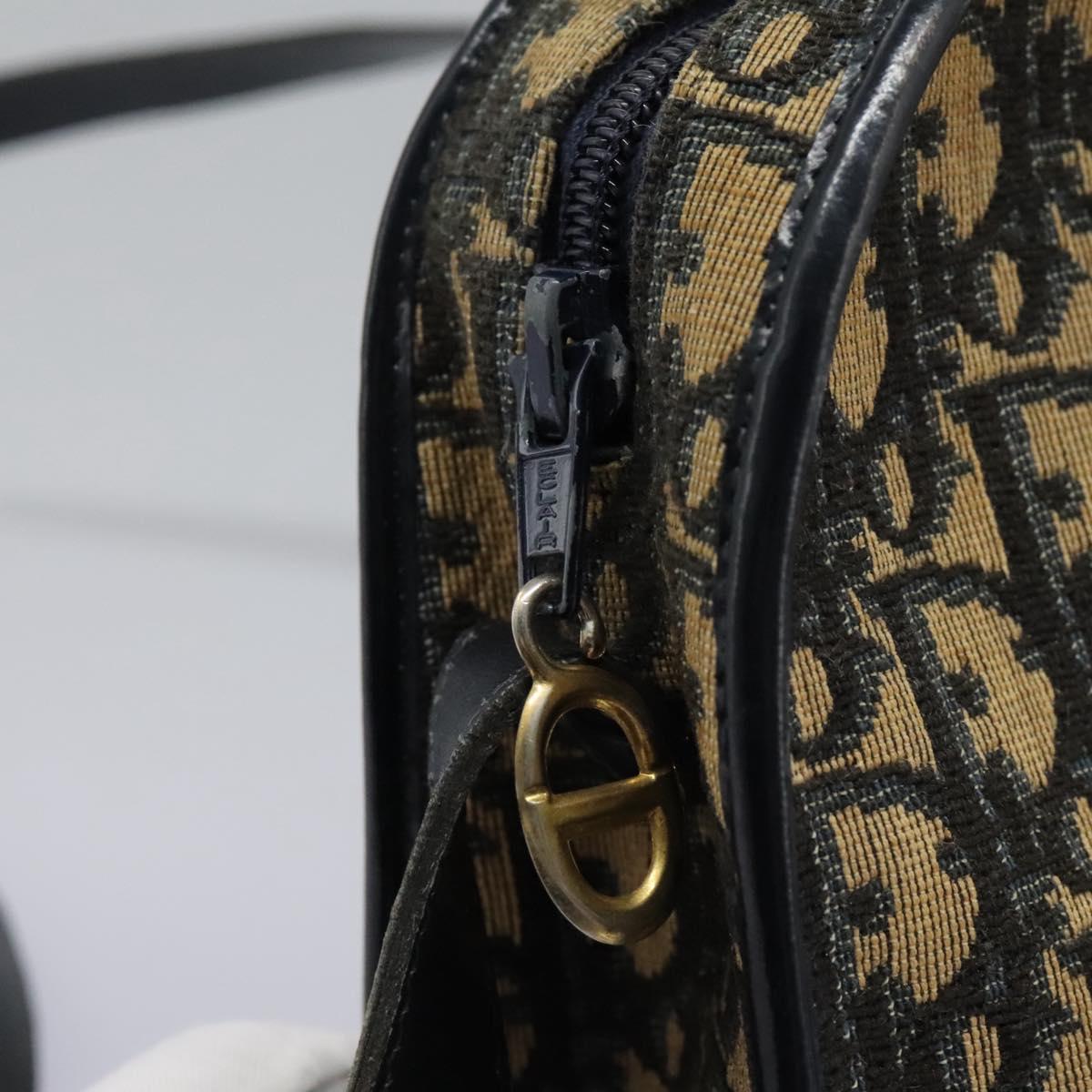 Christian Dior Trotter Canvas Shoulder Bag Navy Auth BD989