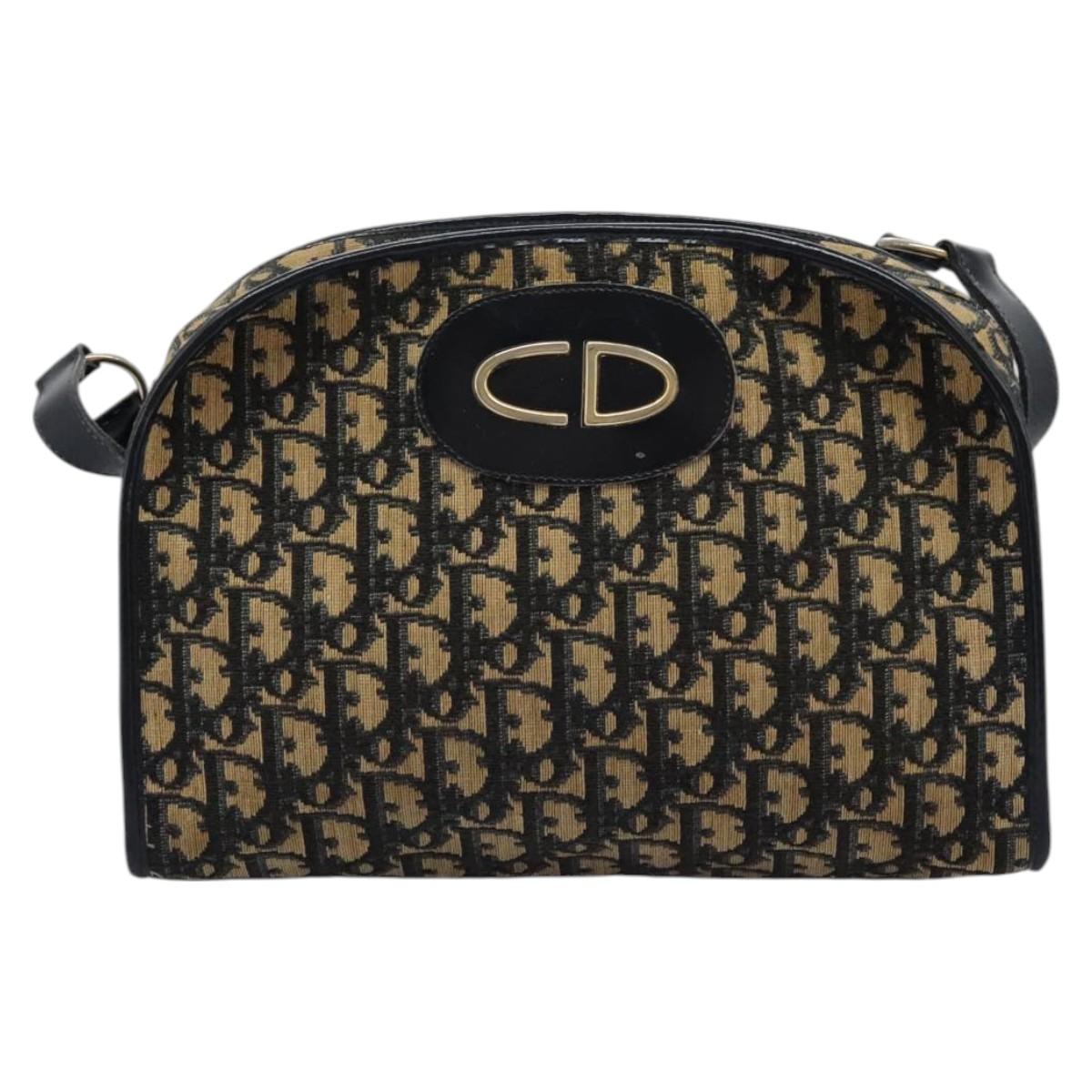 Christian Dior Trotter Canvas Shoulder Bag Navy Auth BD989