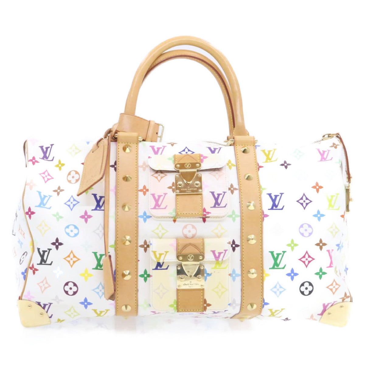 LOUIS VUITTON Monogram Multicolor Keepall 45 Boston Bag White M92641 LV am191bA