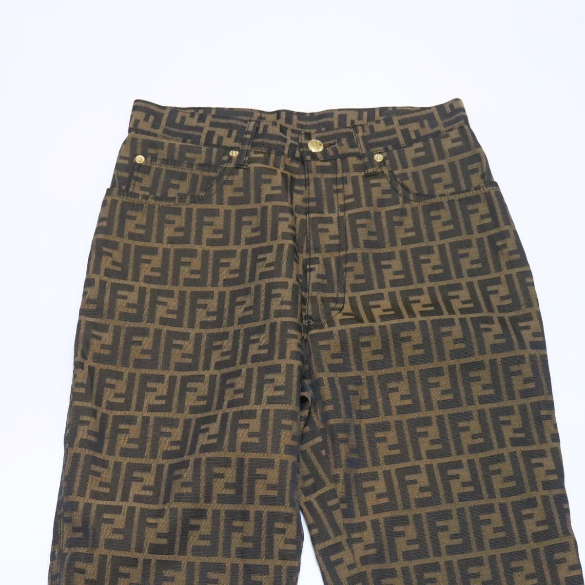 FENDI Zucca Canvas Pants Brown Black Auth am225b