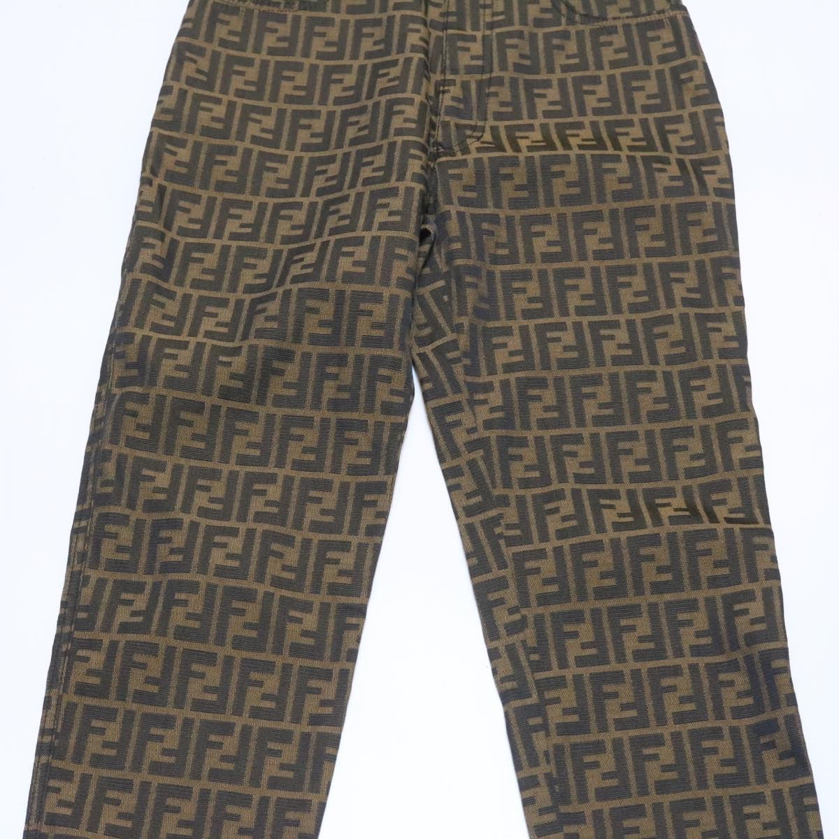 FENDI Zucca Canvas Pants Brown Black Auth am225b