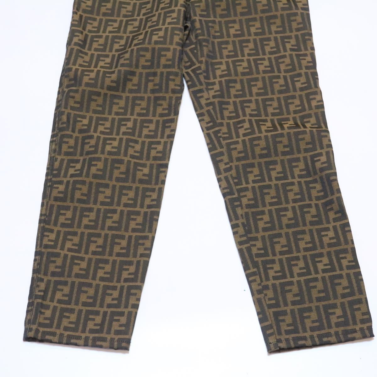 FENDI Zucca Canvas Pants Brown Black Auth am225b