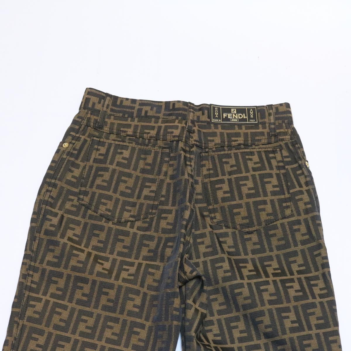 FENDI Zucca Canvas Pants Brown Black Auth am225b