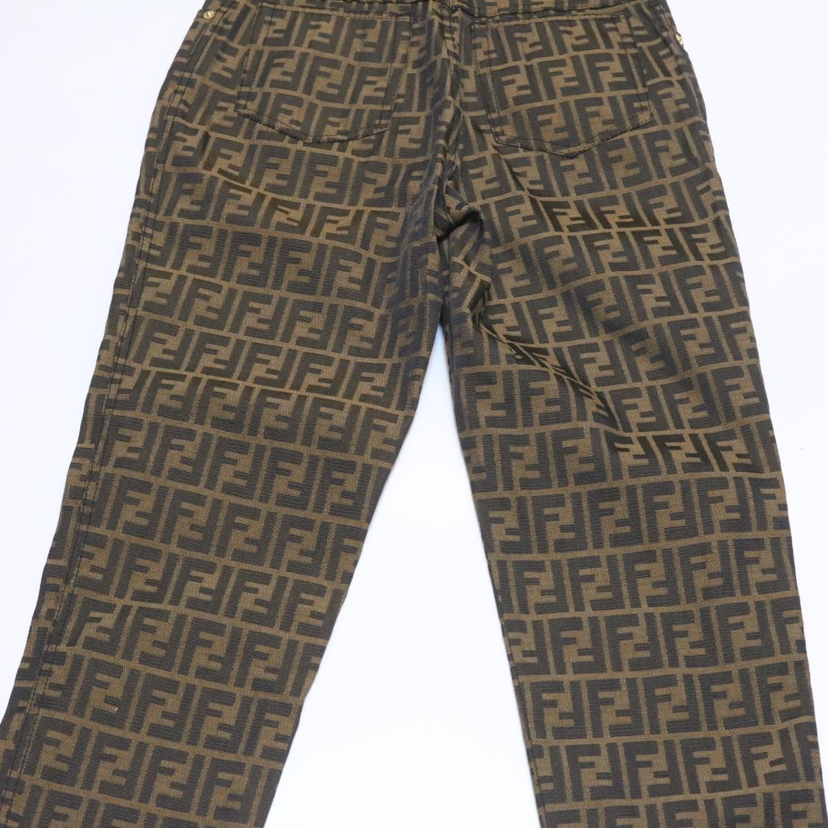 FENDI Zucca Canvas Pants Brown Black Auth am225b