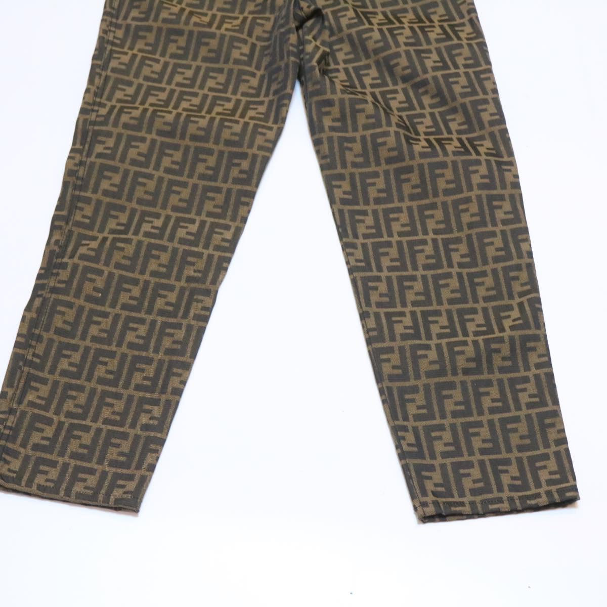 FENDI Zucca Canvas Pants Brown Black Auth am225b