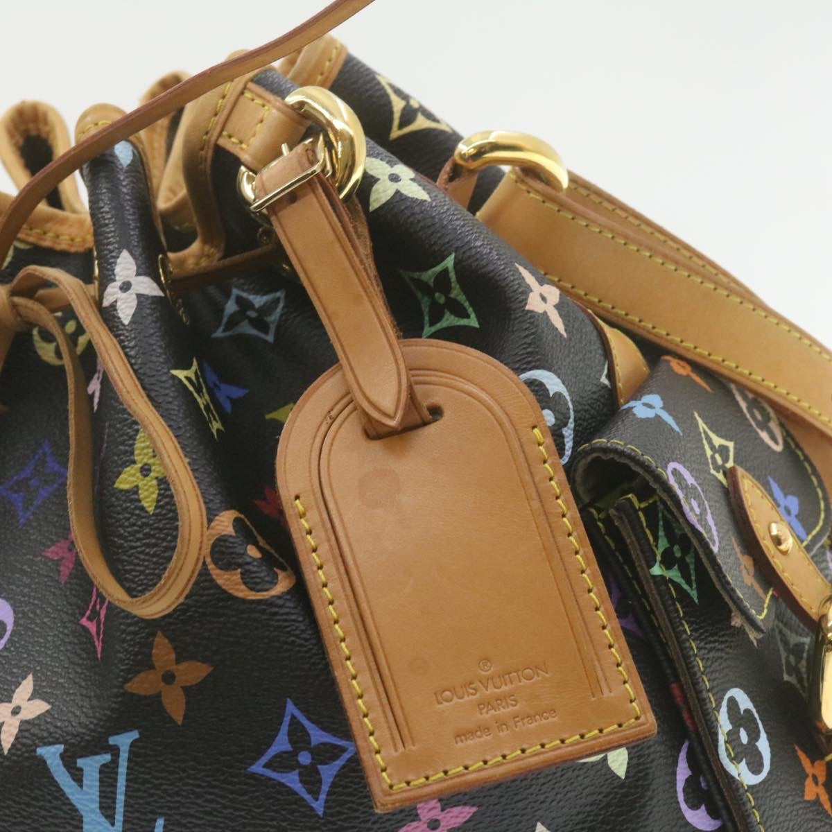 LOUIS VUITTON Monogram Multicolor Noe Shoulder Bag Black M42230 LV Auth am337bSAV