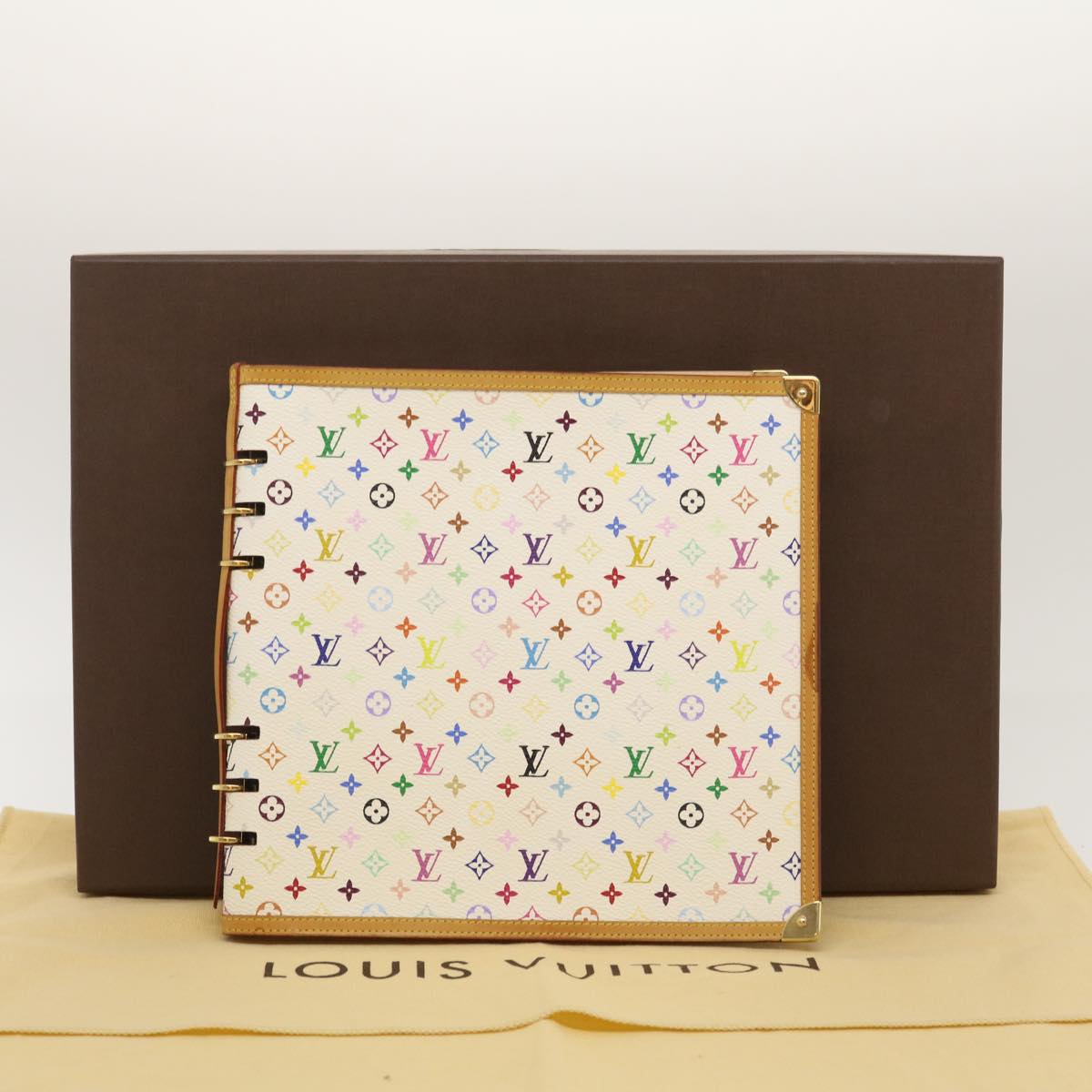 LOUIS VUITTON Monogram Multicolor Vendredi Note Cover Book White LV Auth am474bAV