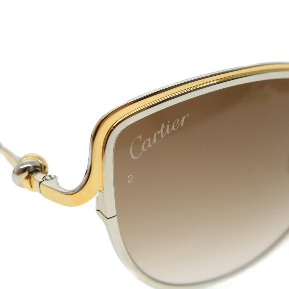 CARTIER Sunglasses Brown ESW00045 Auth am501b