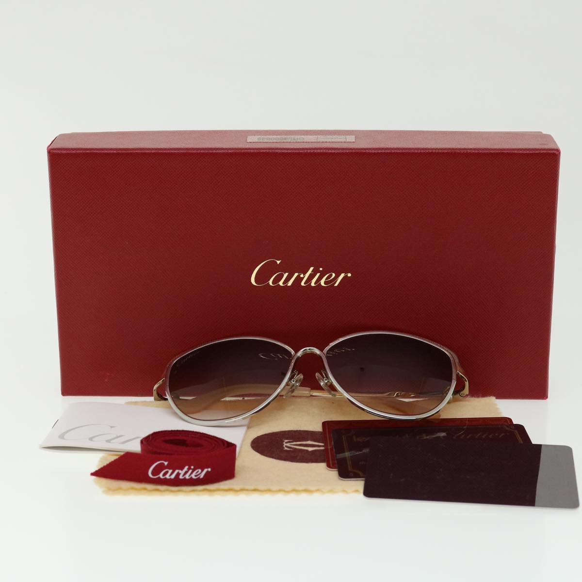 CARTIER Sunglasses Brown ESW00045 Auth am501b