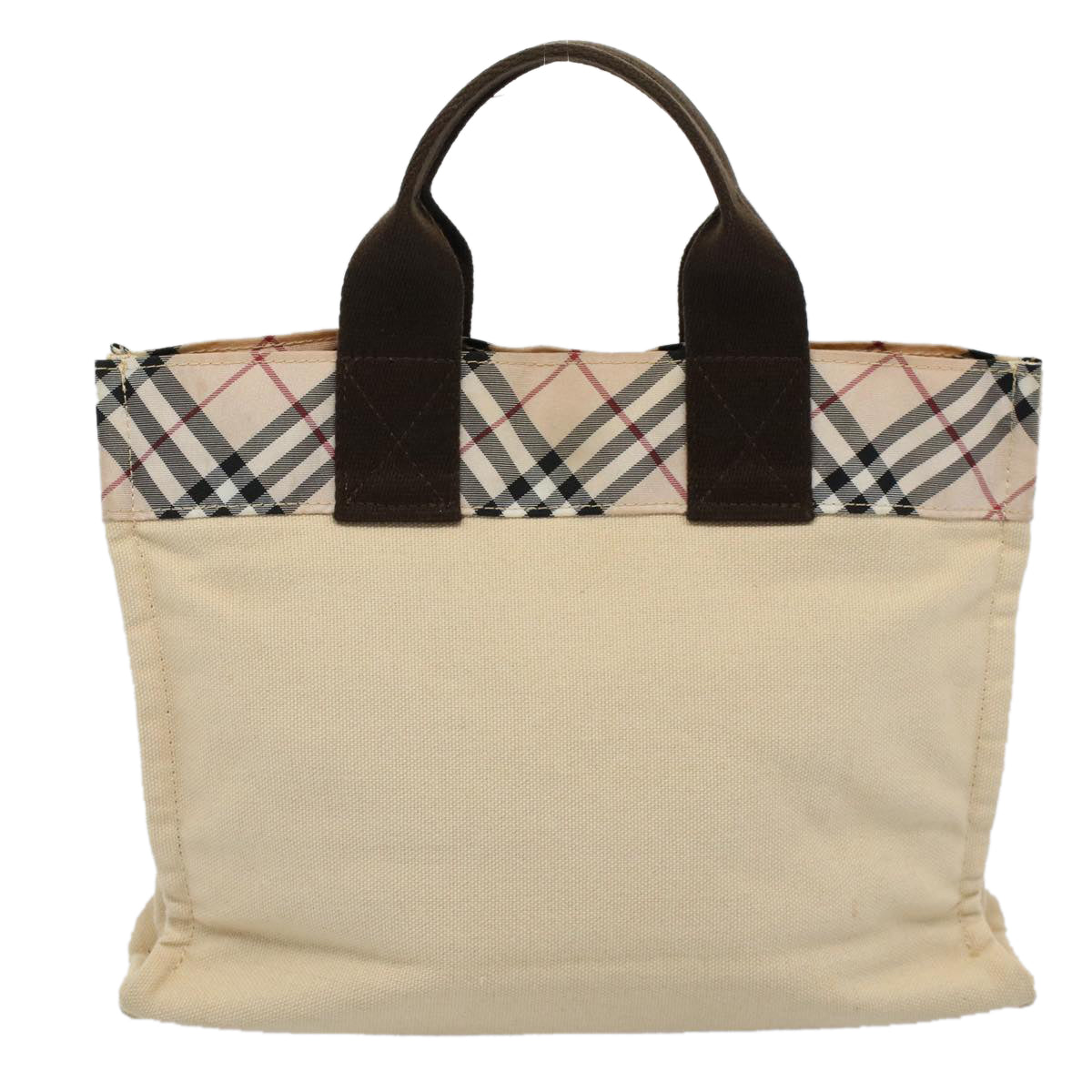 BURBERRY Nova Check Blue Label Hand Bag Canvas Beige Auth bs10057